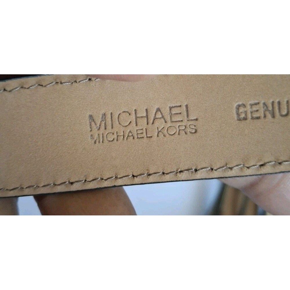 Michael Kors Leather Belt Large Silver Textured  Statement Belt Classic Designer - Picture 9 of 9